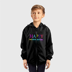 Ветровка с капюшоном детская HAPPY, цвет: 3D-черный — фото 2