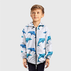 Ветровка с капюшоном детская Рай для дельфина, цвет: 3D-черный — фото 2