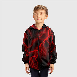Ветровка с капюшоном детская МОЛНИЯ RED NEON, цвет: 3D-черный — фото 2