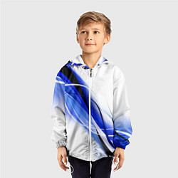 Ветровка с капюшоном детская GEOMETRY STRIPES BLUE, цвет: 3D-белый — фото 2