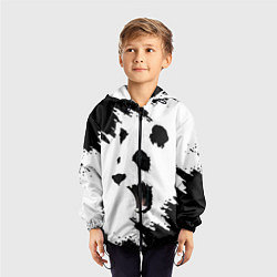 Ветровка с капюшоном детская Панда ЧБ, цвет: 3D-черный — фото 2