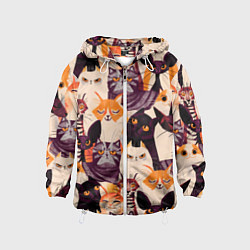 Ветровка с капюшоном детская КОТИКИ, цвет: 3D-белый