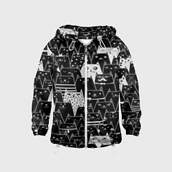 Ветровка с капюшоном детская КОТЫ BLACK, цвет: 3D-белый