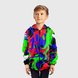 Ветровка с капюшоном детская Абстрактные краски, цвет: 3D-черный — фото 2