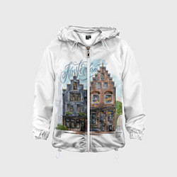 Ветровка с капюшоном детская Амстердам, цвет: 3D-белый