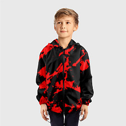 Ветровка с капюшоном детская Красный на черном, цвет: 3D-черный — фото 2