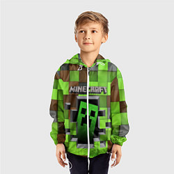 Ветровка с капюшоном детская Minecraft, цвет: 3D-белый — фото 2