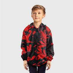Ветровка с капюшоном детская Красный Мрамор, цвет: 3D-черный — фото 2
