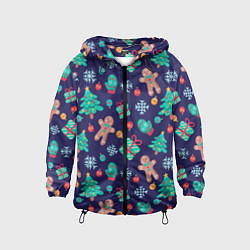 Ветровка с капюшоном детская Новый год, цвет: 3D-черный