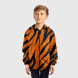 Ветровка с капюшоном детская Текстура тигра, цвет: 3D-черный — фото 2
