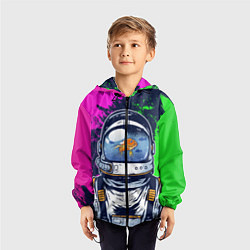 Ветровка с капюшоном детская Астронавт аквариум в краске, цвет: 3D-черный — фото 2