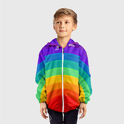 Ветровка с капюшоном детская Круговая радуга, цвет: 3D-белый — фото 2