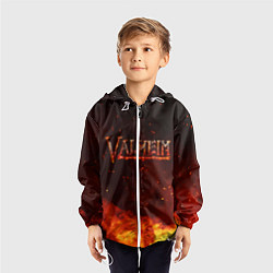 Ветровка с капюшоном детская Valheim огненный лого, цвет: 3D-белый — фото 2