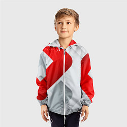 Ветровка с капюшоном детская 3D SPORT STYLE RED WHITE, цвет: 3D-белый — фото 2