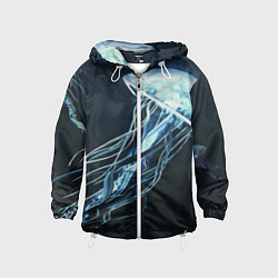 Ветровка с капюшоном детская Рисунок медуза, цвет: 3D-белый