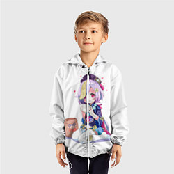 Ветровка с капюшоном детская Ци Ци из Genshin Impact, цвет: 3D-белый — фото 2
