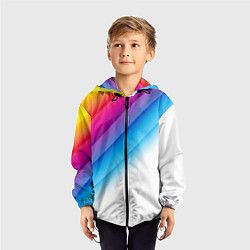 Ветровка с капюшоном детская РАДУЖНЫЕ ПОЛОСЫ RAINBOW Z, цвет: 3D-черный — фото 2