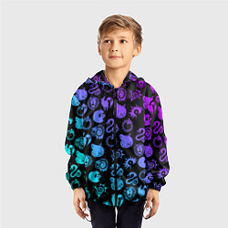 Ветровка с капюшоном детская 7 СМЕРТНЫХ ГРЕХОВ НЕОН ЭМБЛЕМЫ, цвет: 3D-черный — фото 2