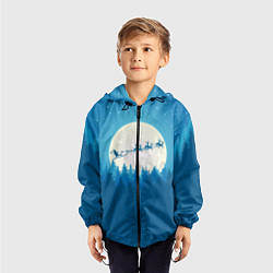 Ветровка с капюшоном детская Санта с Оленями, цвет: 3D-черный — фото 2