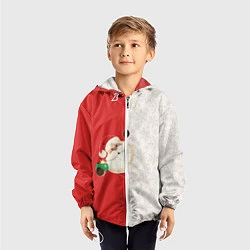 Ветровка с капюшоном детская Дед Мороз селфи, цвет: 3D-белый — фото 2