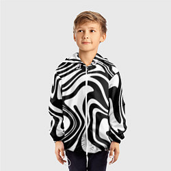 Ветровка с капюшоном детская Черно-белые полосы Black and white stripes, цвет: 3D-белый — фото 2
