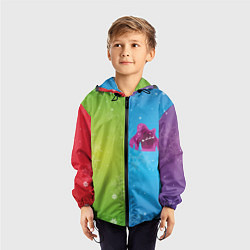 Ветровка с капюшоном детская Цветное рождество Snowflake, цвет: 3D-черный — фото 2