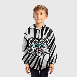 Ветровка с капюшоном детская Забавный Белый тигр, цвет: 3D-черный — фото 2