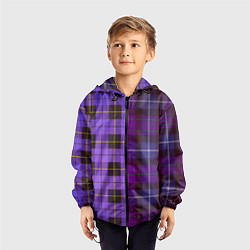 Ветровка с капюшоном детская Purple Checkered, цвет: 3D-черный — фото 2