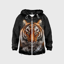 Ветровка с капюшоном детская Реалистичный тигр Realistic Tiger, цвет: 3D-белый