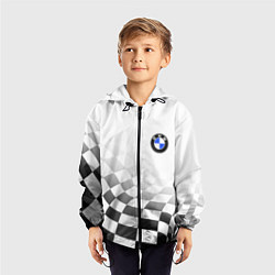 Ветровка с капюшоном детская BMW, БМВ СПОРТ, ФИНИШНЫЙ ФЛАГ, цвет: 3D-черный — фото 2