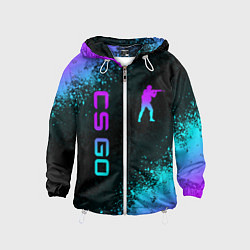 Ветровка с капюшоном детская CS GO NEON SYMBOL STYLE SKIN КС ГО НЕОН, цвет: 3D-белый