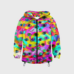 Ветровка с капюшоном детская Психоделические взгляды, цвет: 3D-черный