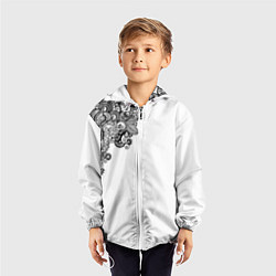 Ветровка с капюшоном детская Черно Белые КруЖева, цвет: 3D-белый — фото 2