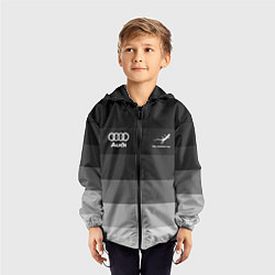 Ветровка с капюшоном детская Audi, Ауди Серый градиент, цвет: 3D-черный — фото 2