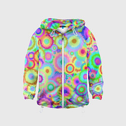 Ветровка с капюшоном детская Disco-Tie-Dye, цвет: 3D-белый