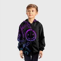 Ветровка с капюшоном детская Neon Bored Half pattern, цвет: 3D-черный — фото 2