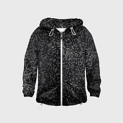 Ветровка с капюшоном детская Пиксельный паттерн Минимализм, цвет: 3D-белый