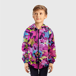 Ветровка с капюшоном детская Star Colorful Pattern Fashion Neon, цвет: 3D-черный — фото 2