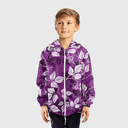 Ветровка с капюшоном детская Фиолетовый вьюнок, цвет: 3D-белый — фото 2