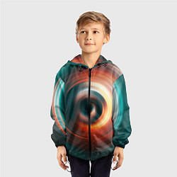Ветровка с капюшоном детская Цветные круги - Black hole, цвет: 3D-черный — фото 2