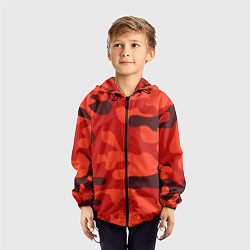 Ветровка с капюшоном детская Рыжий камуфляж Огонь Пятна, цвет: 3D-черный — фото 2