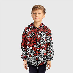 Ветровка с капюшоном детская Красно-белые знаки LDR, цвет: 3D-черный — фото 2
