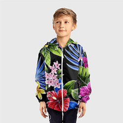 Ветровка с капюшоном детская Floral vanguard composition Летняя ночь Fashion tr, цвет: 3D-белый — фото 2