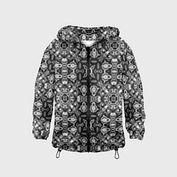 Ветровка с капюшоном детская Black and white ethnic oriental ornament, цвет: 3D-черный