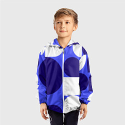 Ветровка с капюшоном детская Абстрактный набор геометрических фигур - Синий фон, цвет: 3D-белый — фото 2
