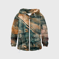 Ветровка с капюшоном детская Абстрактное множество красок и разломов на поверхн, цвет: 3D-белый