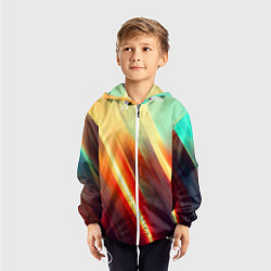 Ветровка с капюшоном детская Яркие размытые полосы, цвет: 3D-белый — фото 2