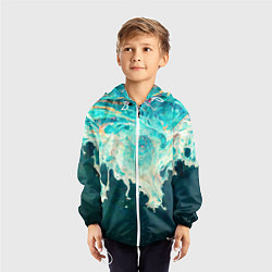 Ветровка с капюшоном детская Поток воды, цвет: 3D-белый — фото 2