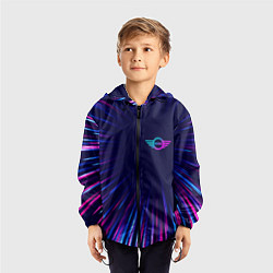 Ветровка с капюшоном детская Mini neon speed lines, цвет: 3D-черный — фото 2