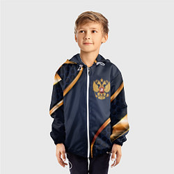 Ветровка с капюшоном детская Blue & gold герб России, цвет: 3D-белый — фото 2